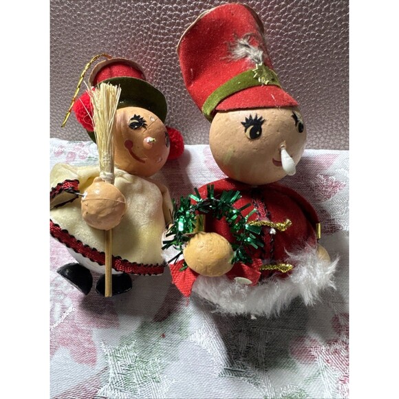 Vintage Flocked Kitschy Christmas Ornaments Foam Japan 1950s Paper Felt Boy Girl - Picture 6 of 6